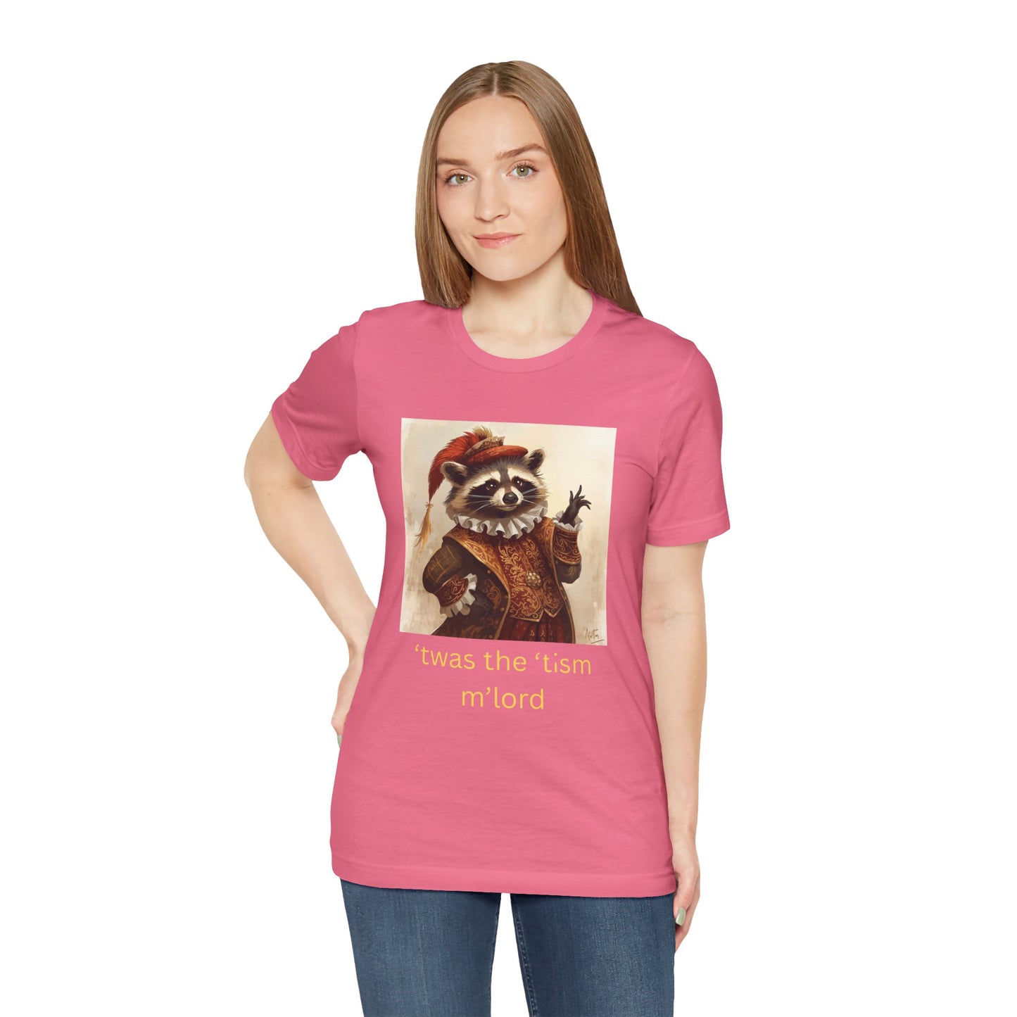 ’twas the ’tism m’lord Medieval Raccoon – T-Shirt | Overstimulated Humor | Roly Poly Print