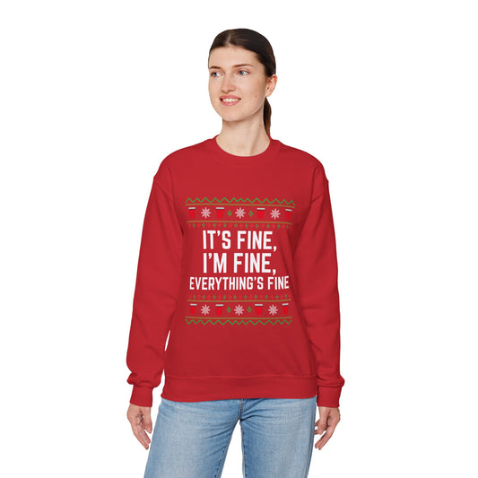 It's Fine, I'm Fine, Everything's Fine Red Solo Cups - Christmas Sweatshirt | Holiday | Roly Poly Print