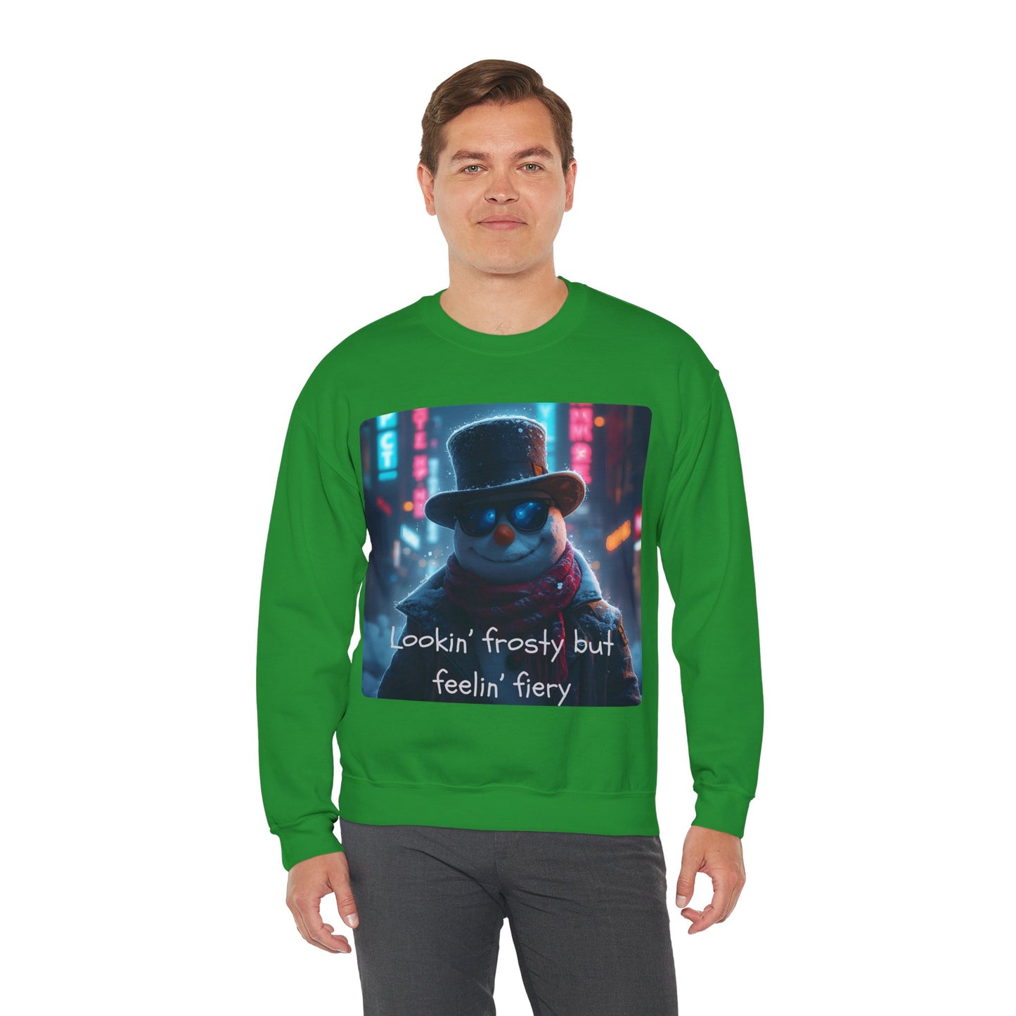 Lookin' Frosty, but Feelin' Fiery Snowman - Christmas Sweatshirt | Holiday | Roly Poly Print