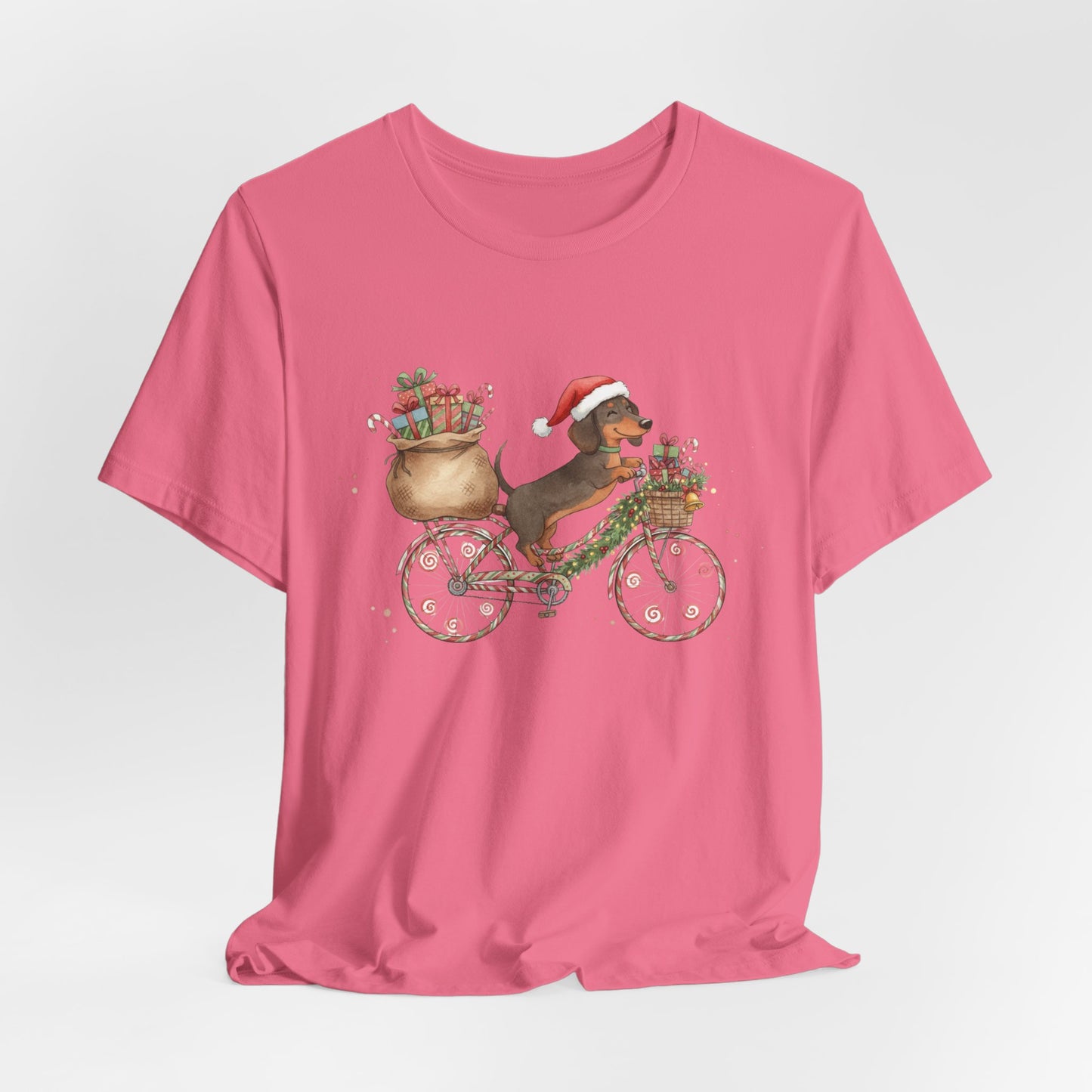 Dachshund Christmas Bike - Christmas T‑Shirt | Holiday | Roly Poly Print
