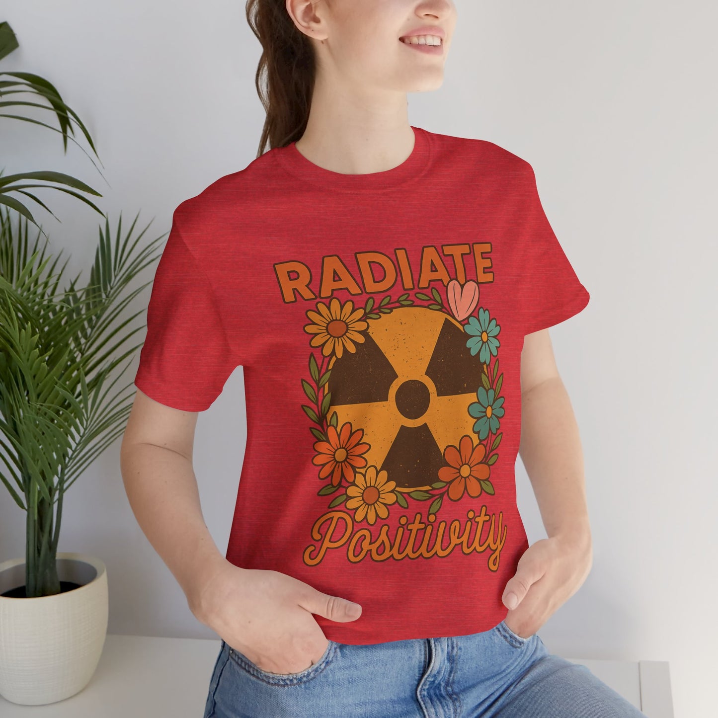 Radiate Positivity Radiation Symbol with Daisies - T-Shirt | Nurses and Healthcare | Roly Poly Print