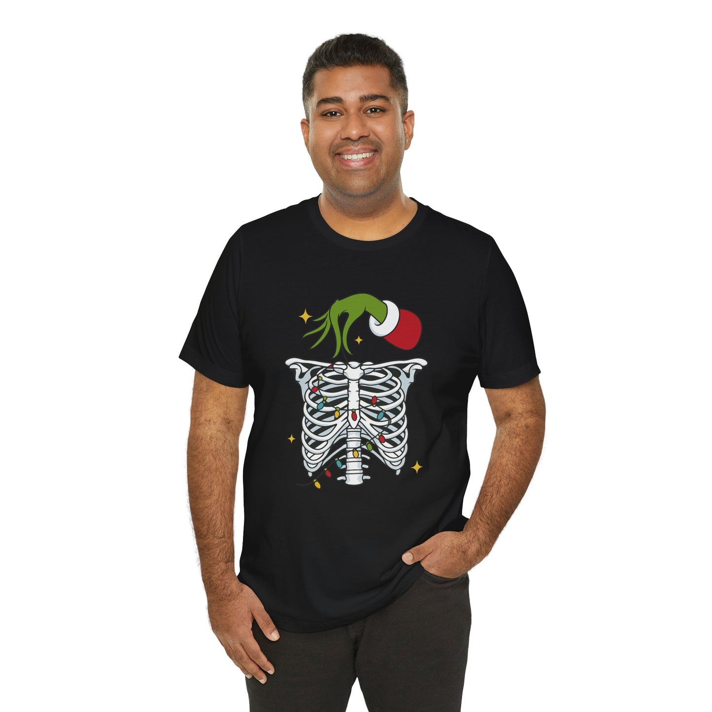 Grinch Holding Your Skeleton Ornaments - Christmas T-Shirt | Holiday | Roly Poly Print