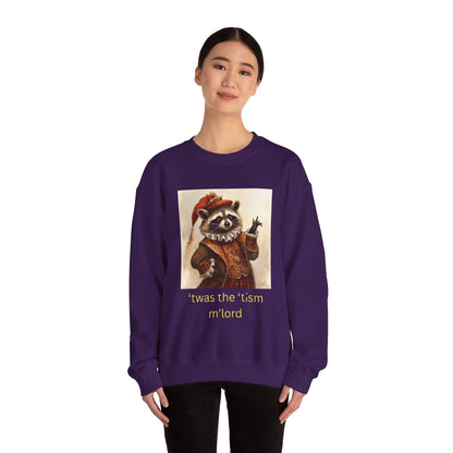 'twas the 'tism, m'Lord Medieval Raccoon - Sweatshirt | Overstimulated Humor | Roly Poly Print