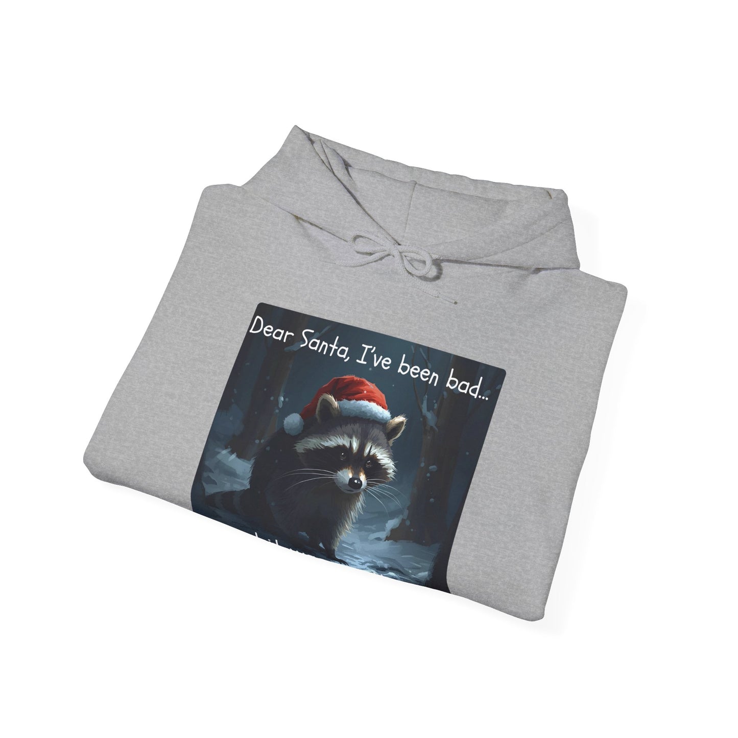 Dear Santa, I've Been Bad and It Was Worth It Raccoon - Christmas Hoodie | Holiday | Roly Poly Print