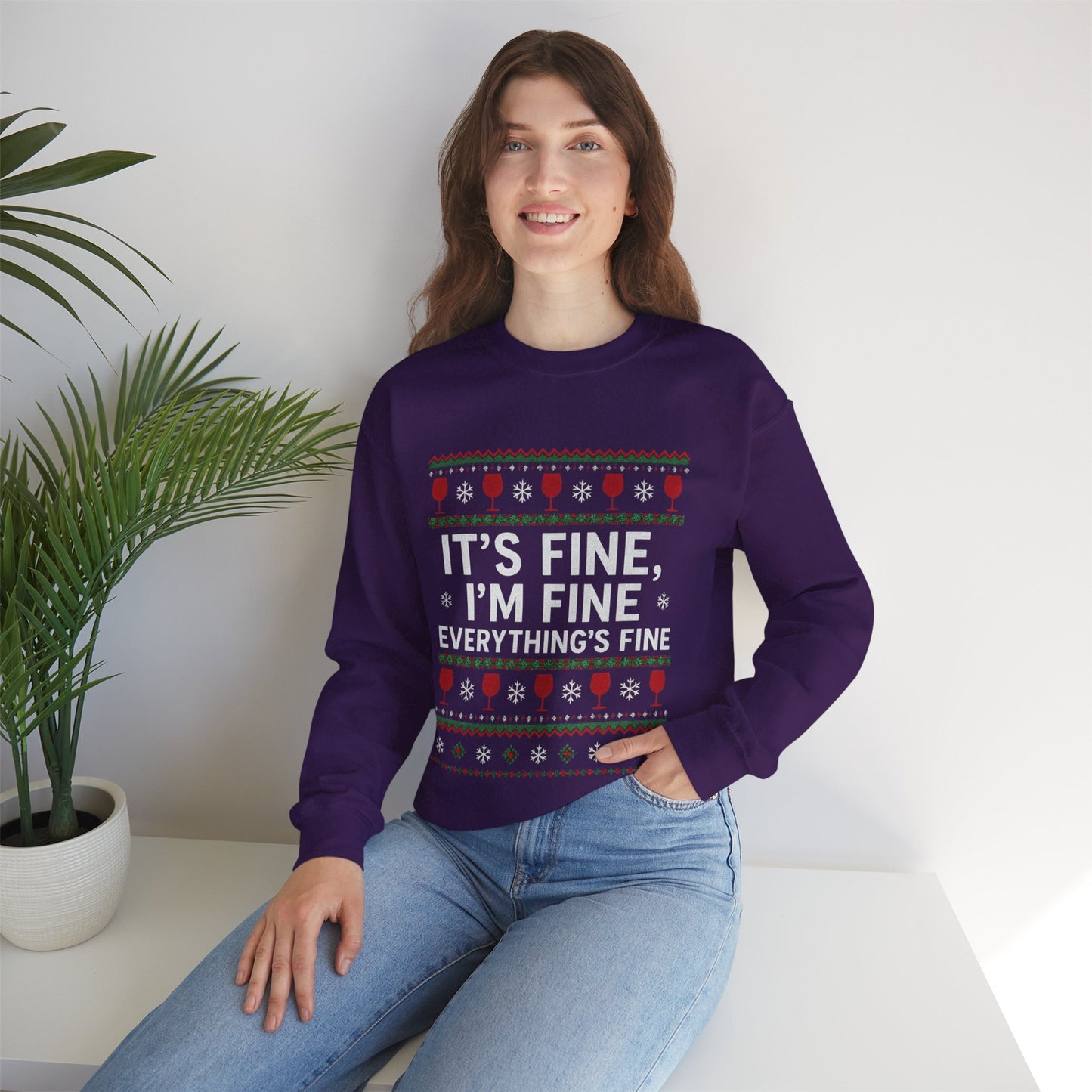 It's Fine, I'm Fine, Everything's Fine Traditional - Christmas Sweatshirt | Holiday | Roly Poly Print