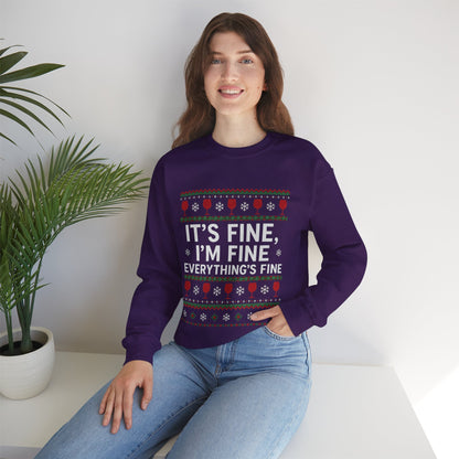 It's Fine, I'm Fine, Everything's Fine Traditional - Christmas Sweatshirt | Holiday | Roly Poly Print