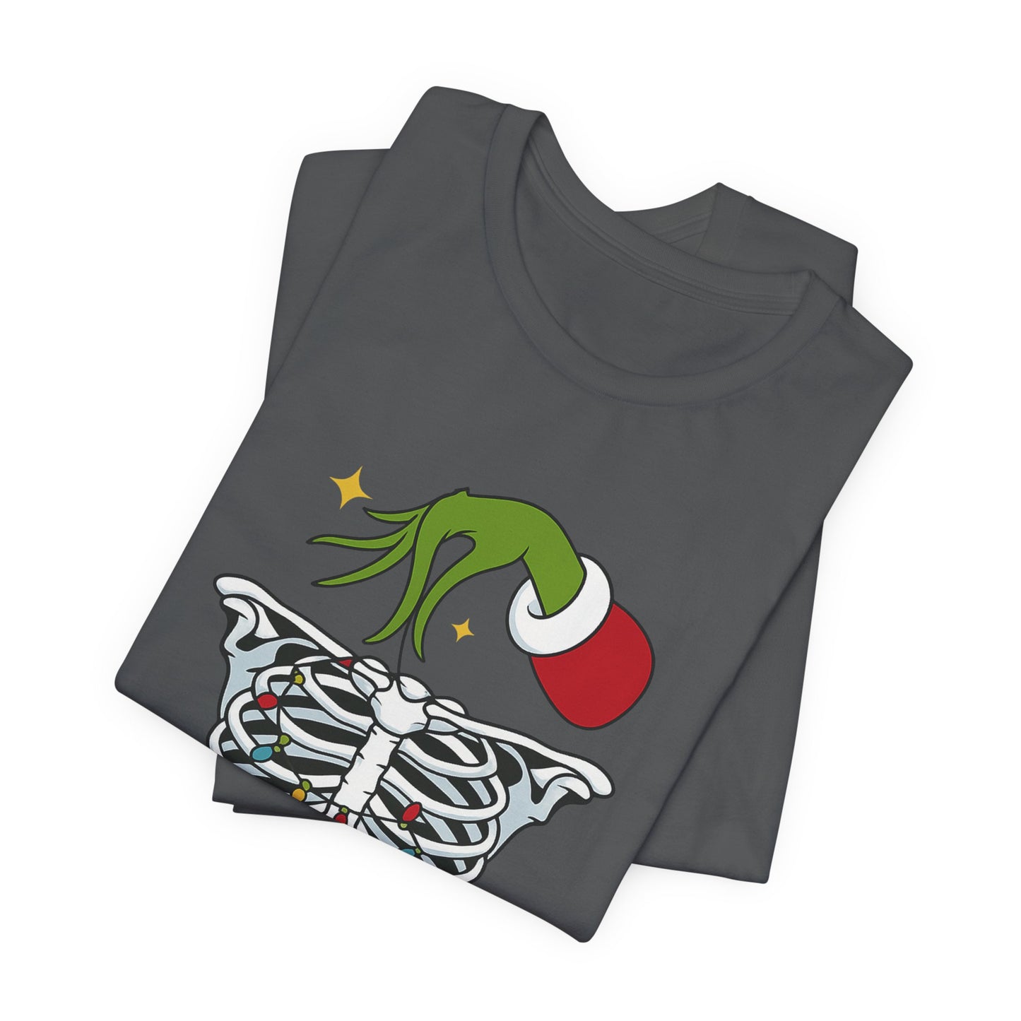 Grinch Holding Your Skeleton Ornaments - Christmas T-Shirt | Holiday | Roly Poly Print