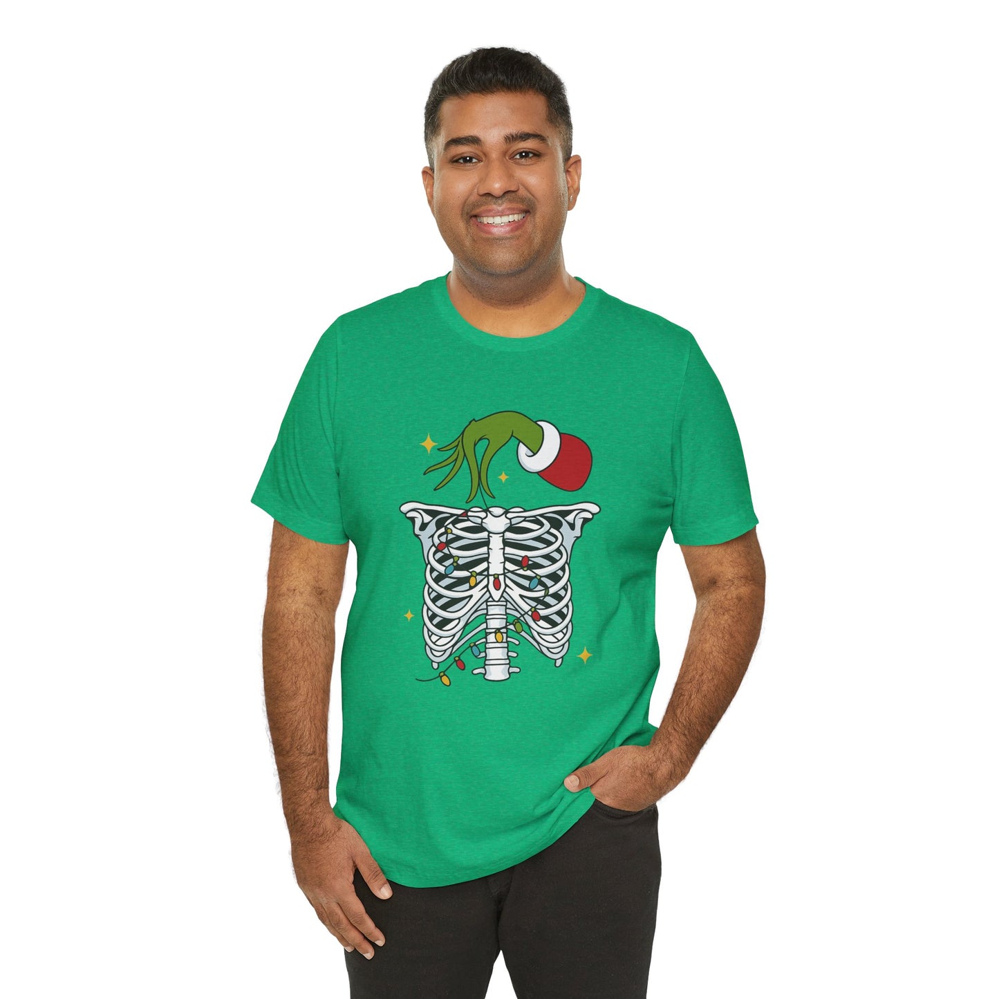 Grinch Holding Your Skeleton Ornaments - Christmas T-Shirt | Holiday | Roly Poly Print