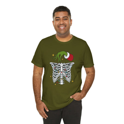 Grinch Holding Your Skeleton Ornaments - Christmas T-Shirt | Holiday | Roly Poly Print