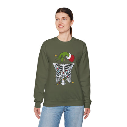 Grinch Holding Your Skeleton Ornaments - Christmas Sweatshirt | Holiday | Roly Poly Print