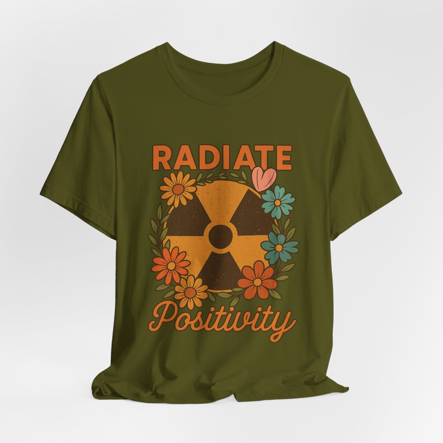 Radiate Positivity Radiation Symbol with Daisies - T-Shirt | Nurses and Healthcare | Roly Poly Print