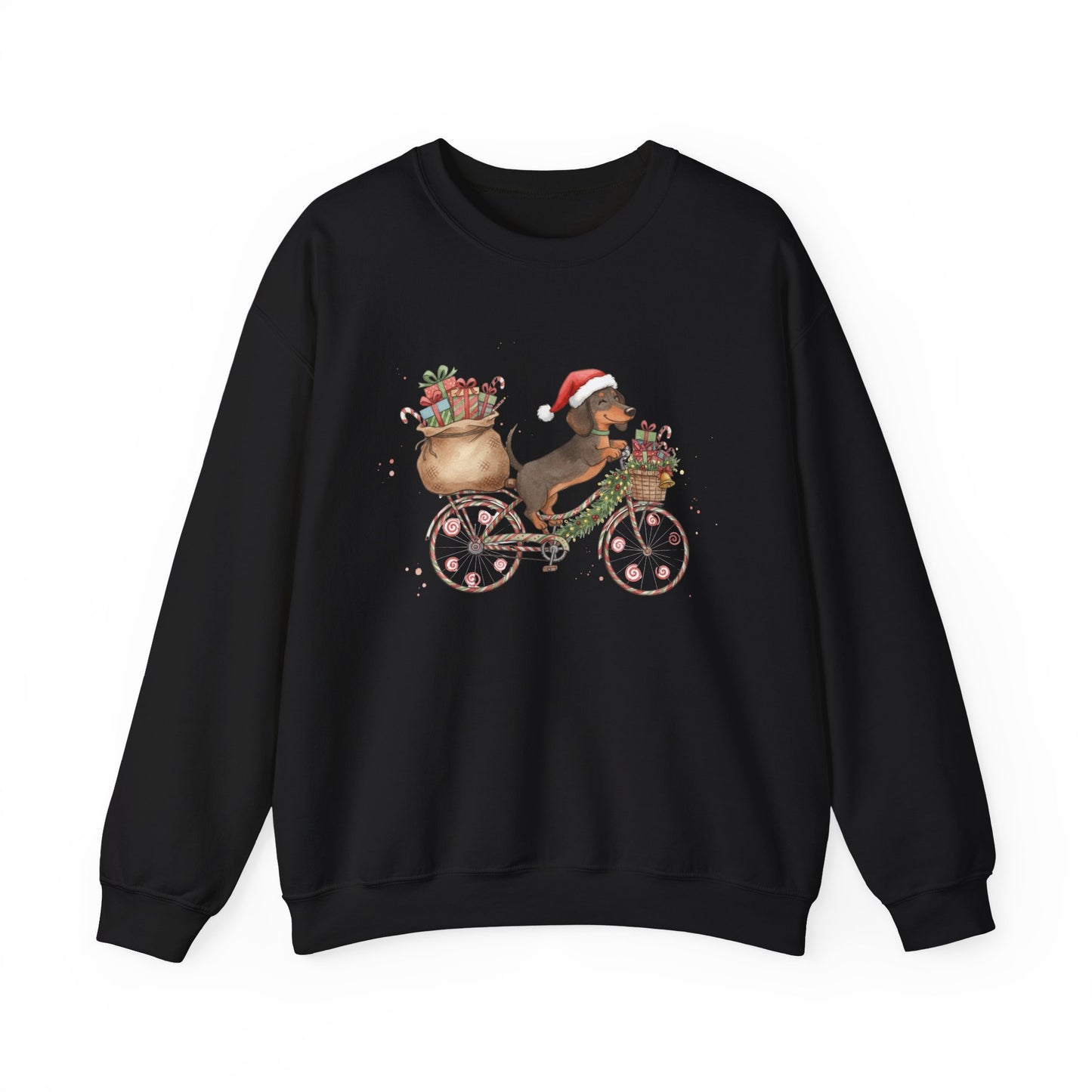 Dachshund on a Bike - Christmas Sweatshirt | Holiday | Roly Poly Print