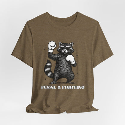 Feral and Fighting Boxing Raccoon - T-Shirt | Funny & Sarcastic | Roly Poly Print