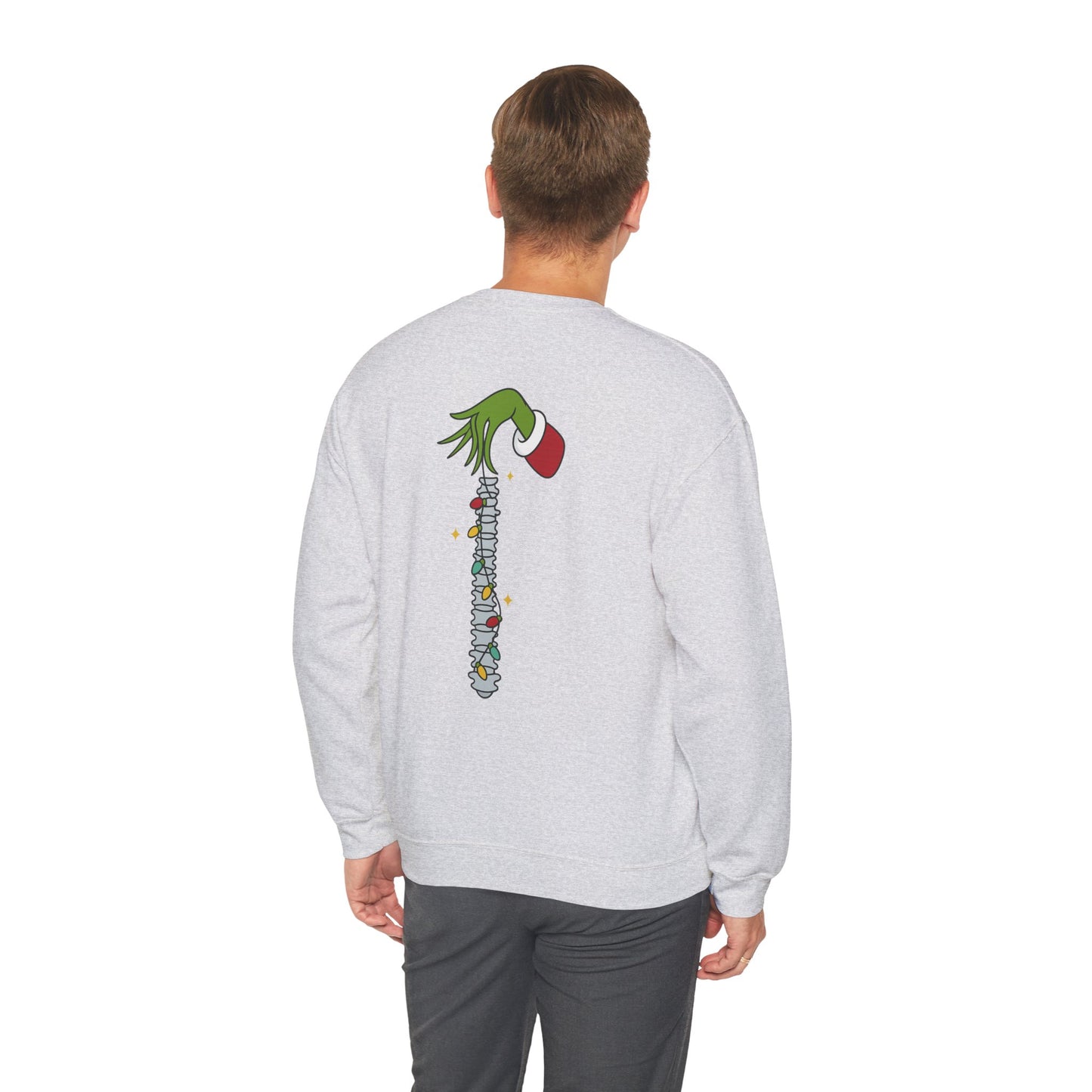 Grinch Holding Your Skeleton Ornaments - Christmas Sweatshirt | Holiday | Roly Poly Print
