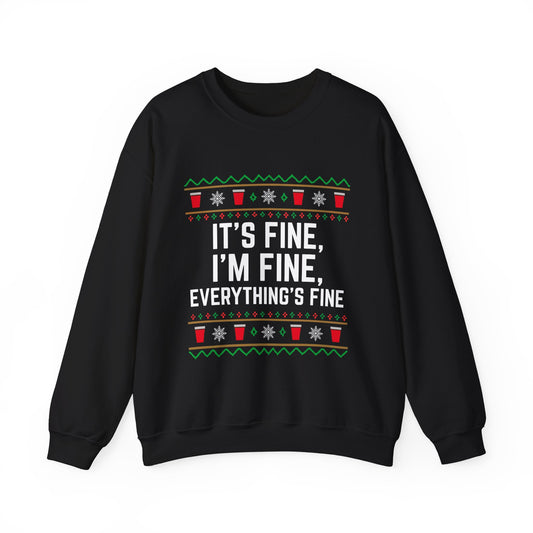 It's Fine, I'm Fine, Everything's Fine Red Solo Cups - Christmas Sweatshirt | Holiday | Roly Poly Print