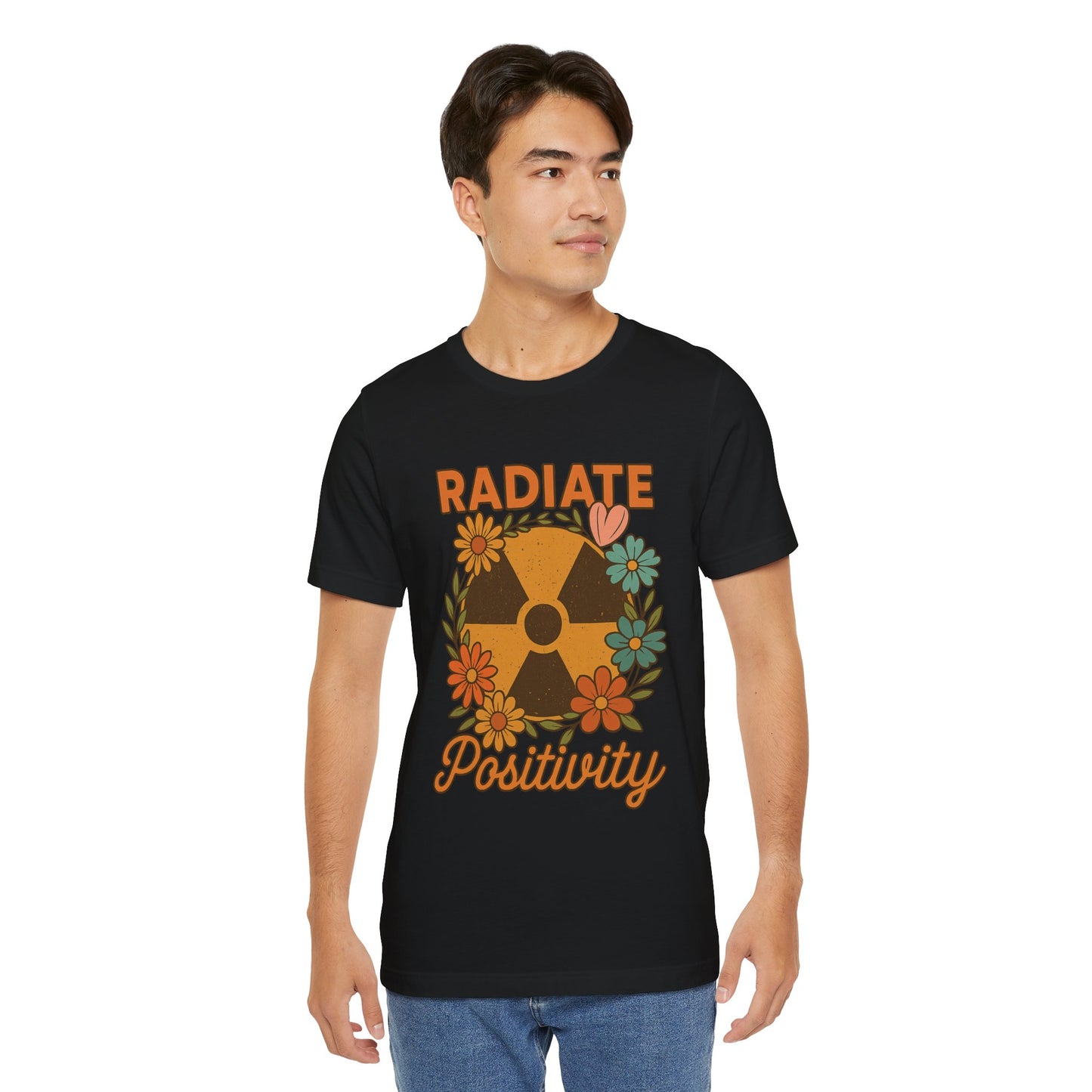 Radiate Positivity Radiation Symbol with Daisies - T-Shirt | Nurses and Healthcare | Roly Poly Print