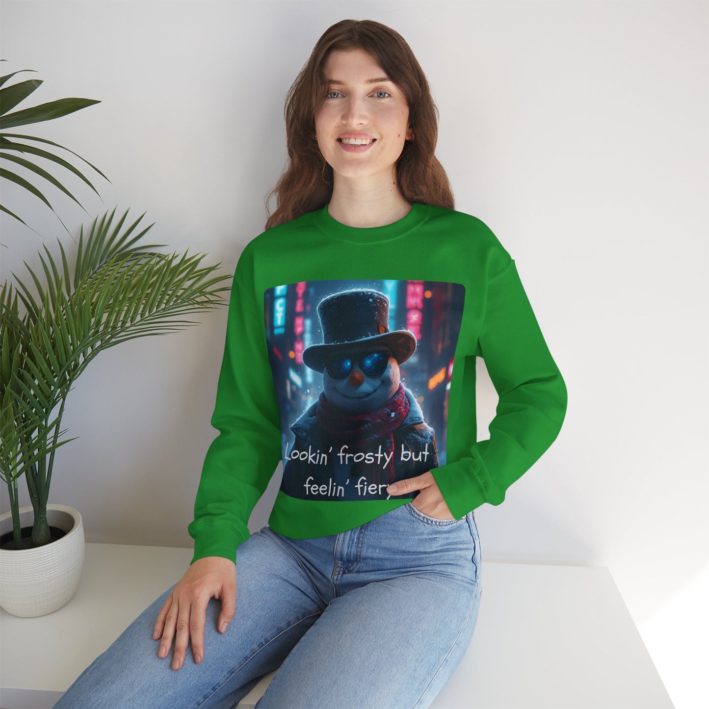 Lookin' Frosty, but Feelin' Fiery Snowman - Christmas Sweatshirt | Holiday | Roly Poly Print