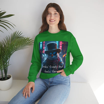 Lookin' Frosty, but Feelin' Fiery Snowman - Christmas Sweatshirt | Holiday | Roly Poly Print