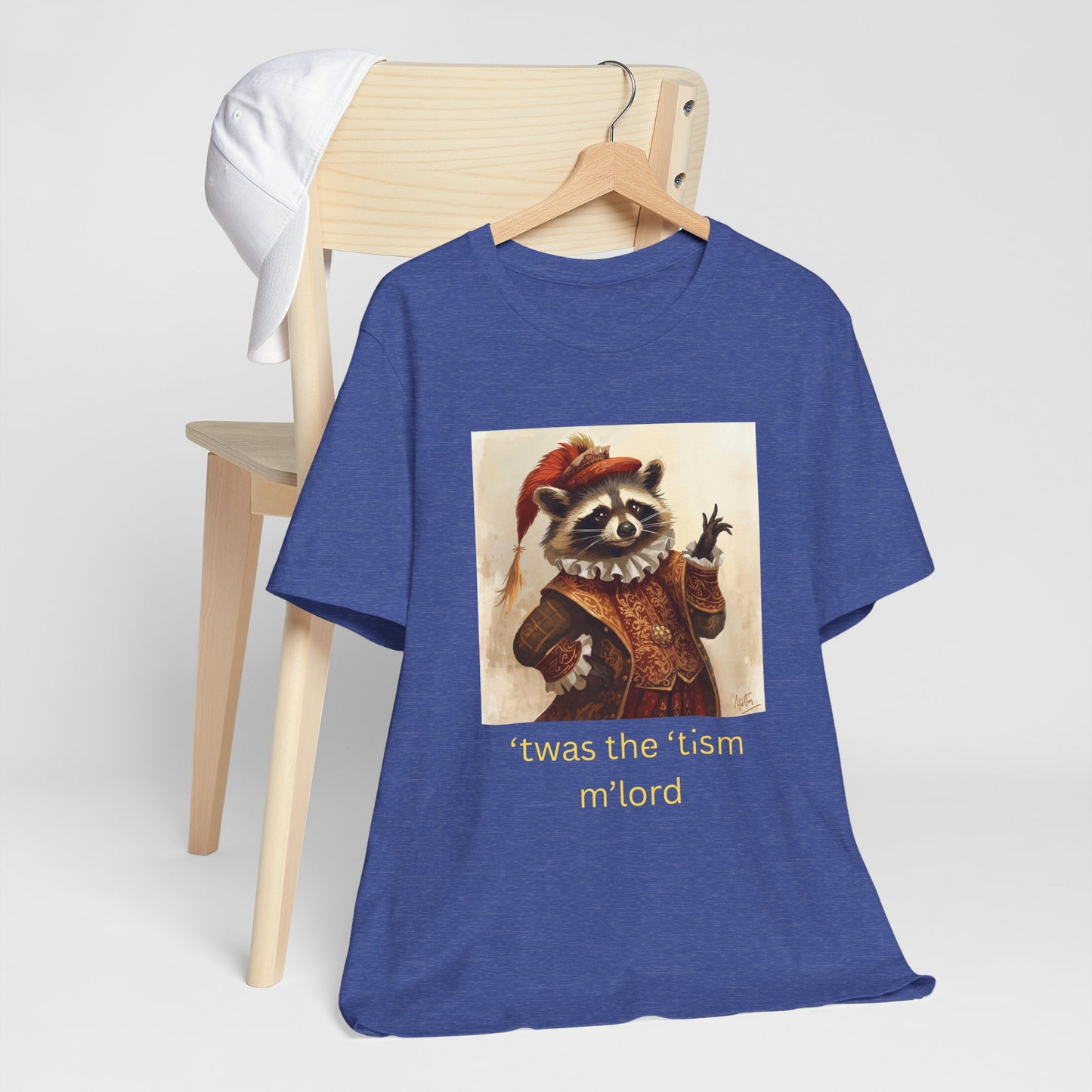 ’twas the ’tism m’lord Medieval Raccoon – T-Shirt | Overstimulated Humor | Roly Poly Print