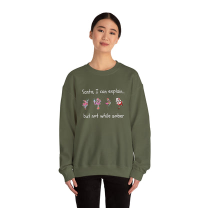 Santa I Can Explain, But Not While Sober Flamingos - Christmas Sweater | Holiday | Roly Poly Print