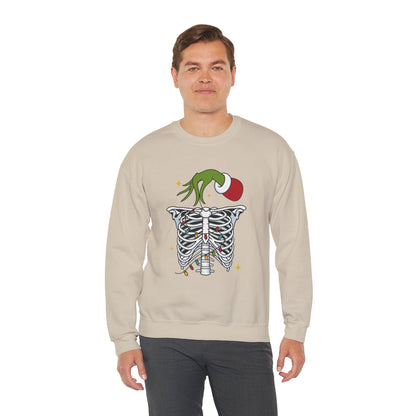 Grinch Holding Your Skeleton Ornaments - Christmas Sweatshirt | Holiday | Roly Poly Print