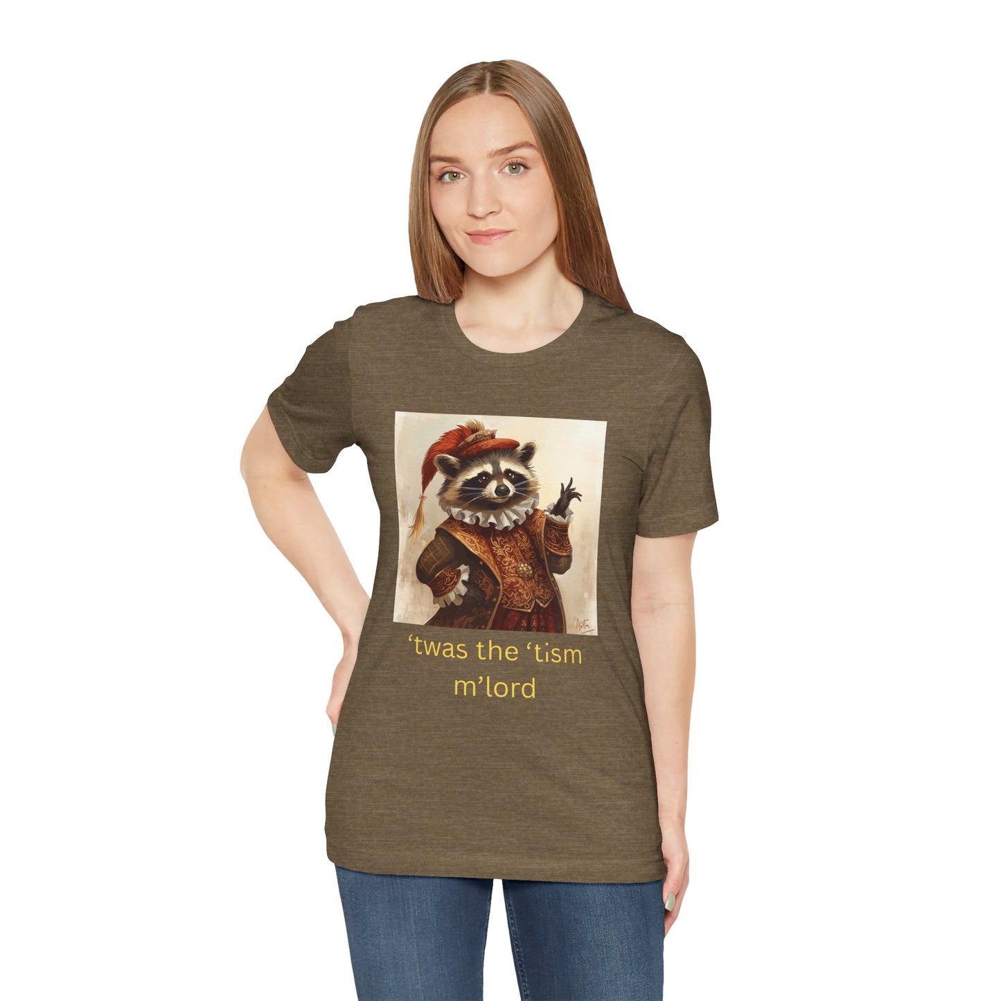 ’twas the ’tism m’lord Medieval Raccoon – T-Shirt | Overstimulated Humor | Roly Poly Print