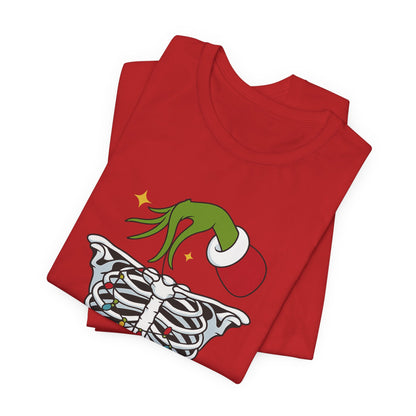 Grinch Holding Your Skeleton Ornaments - Christmas T-Shirt | Holiday | Roly Poly Print