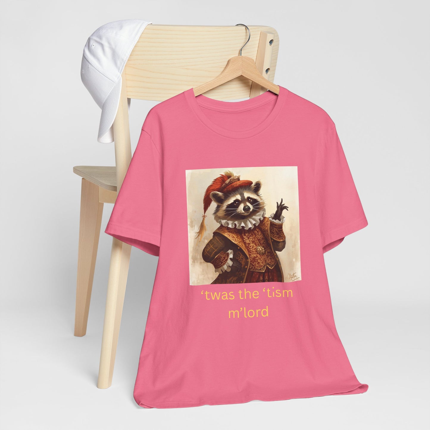 ’twas the ’tism m’lord Medieval Raccoon – T-Shirt | Overstimulated Humor | Roly Poly Print