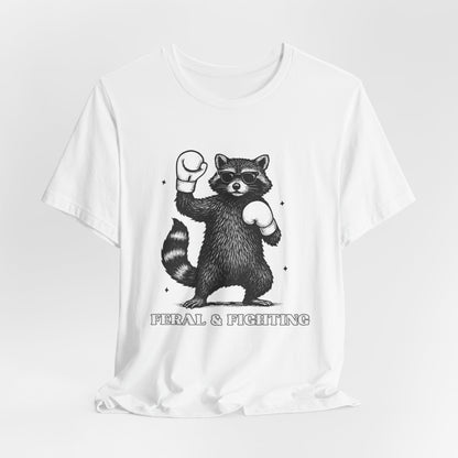 Feral and Fighting Boxing Raccoon - T-Shirt | Funny & Sarcastic | Roly Poly Print