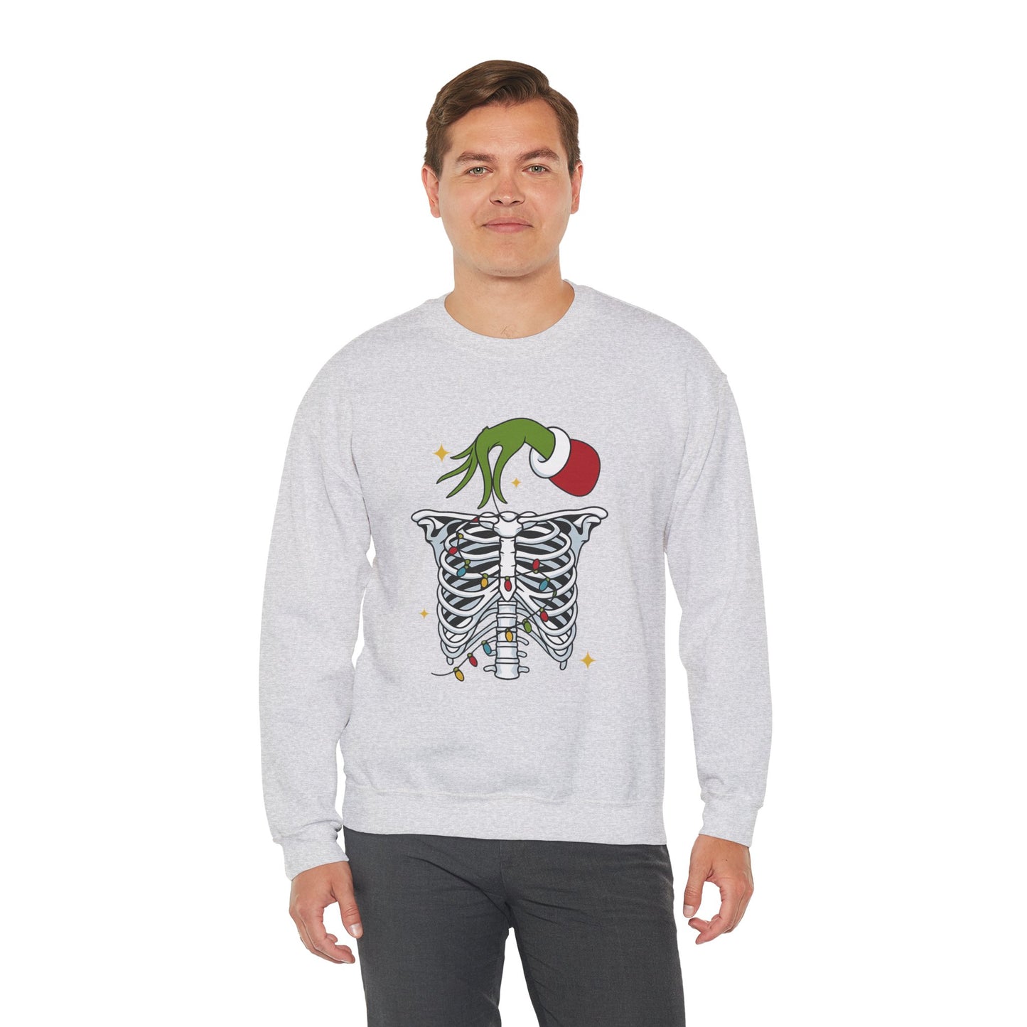 Grinch Holding Your Skeleton Ornaments - Christmas Sweatshirt | Holiday | Roly Poly Print