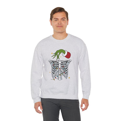 Grinch Holding Your Skeleton Ornaments - Christmas Sweatshirt | Holiday | Roly Poly Print