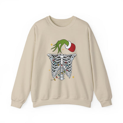 Grinch Holding Your Skeleton Ornaments - Christmas Sweatshirt | Holiday | Roly Poly Print