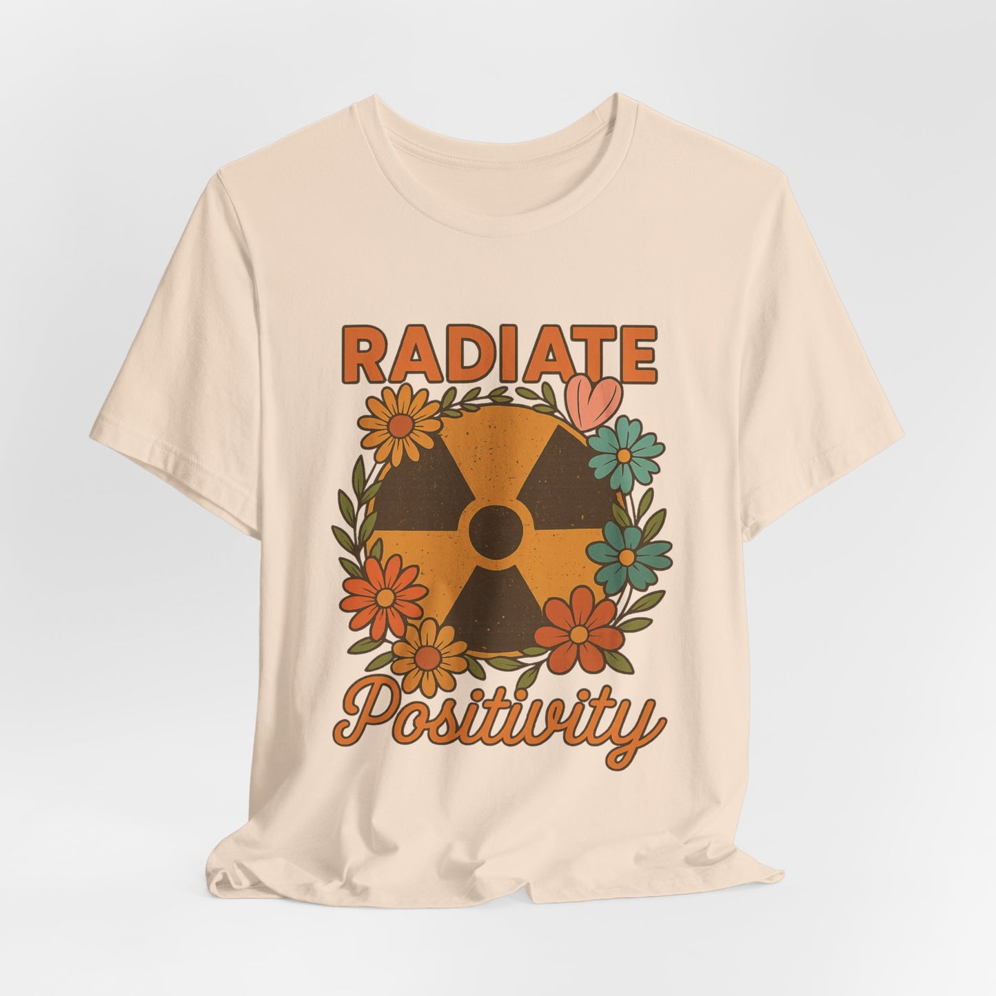 Radiate Positivity Radiation Symbol with Daisies - T-Shirt | Nurses and Healthcare | Roly Poly Print