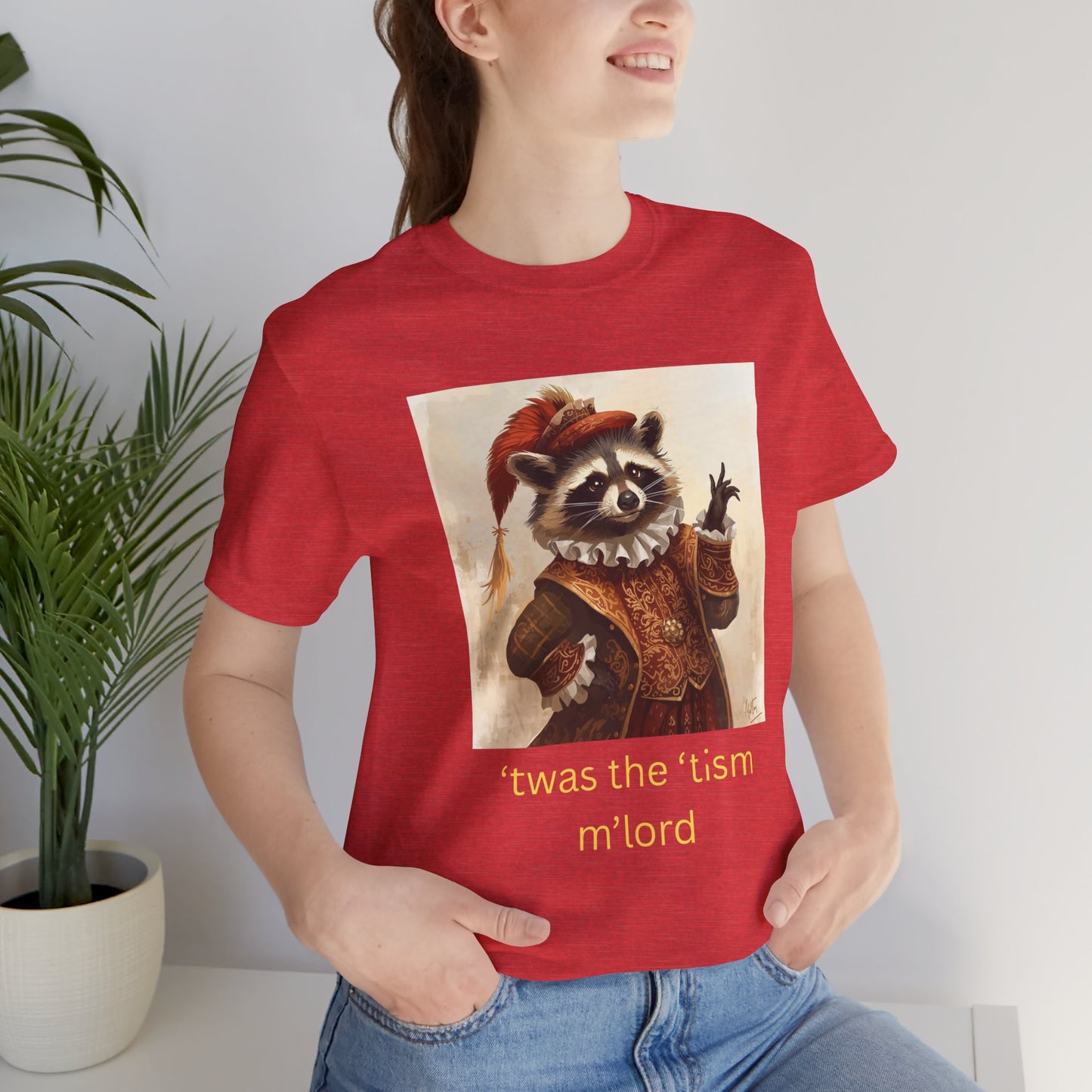 ’twas the ’tism m’lord Medieval Raccoon – T-Shirt | Overstimulated Humor | Roly Poly Print
