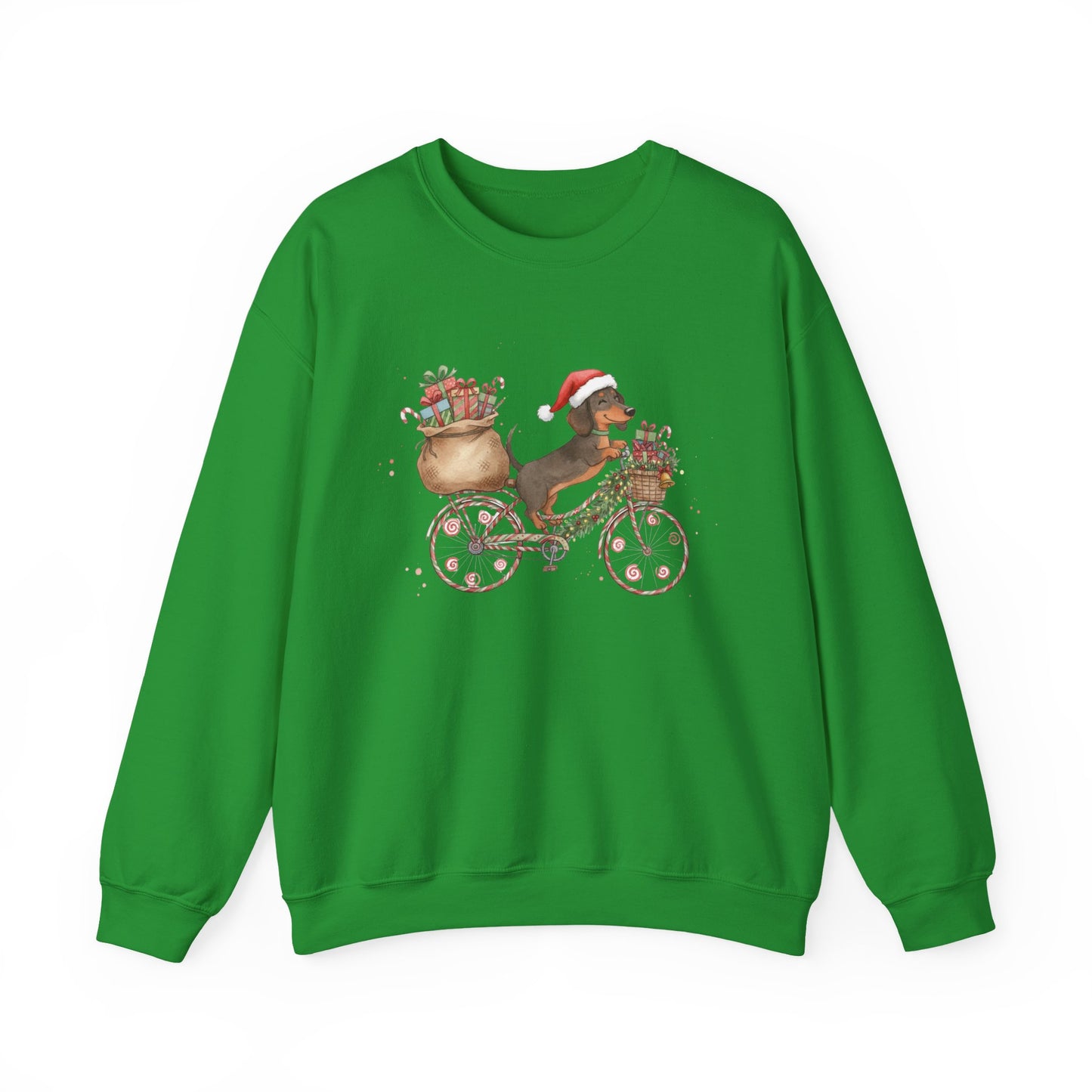 Dachshund on a Bike - Christmas Sweatshirt | Holiday | Roly Poly Print