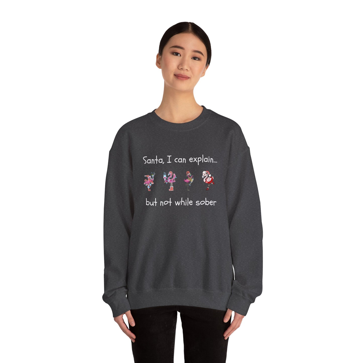 Santa I Can Explain, But Not While Sober Flamingos - Christmas Sweater | Holiday | Roly Poly Print