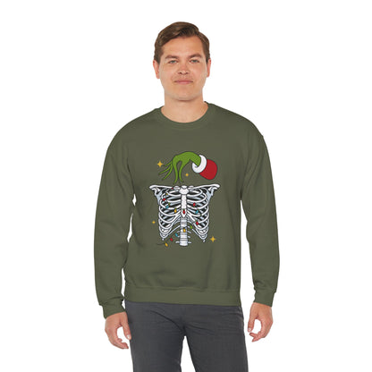 Grinch Holding Your Skeleton Ornaments - Christmas Sweatshirt | Holiday | Roly Poly Print