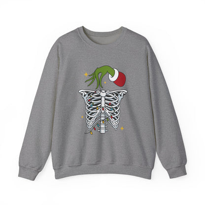 Grinch Holding Your Skeleton Ornaments - Christmas Sweatshirt | Holiday | Roly Poly Print