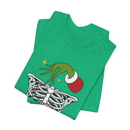 Grinch Holding Your Skeleton Ornaments - Christmas T-Shirt | Holiday | Roly Poly Print