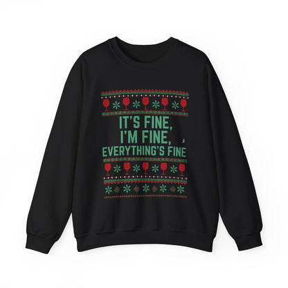 It's Fine, I'm Fine, Everything's Fine Wine Glasses for White - Christmas Sweatshirt | Holiday | Roly Poly Print