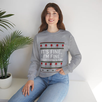 It's Fine, I'm Fine, Everything's Fine Traditional - Christmas Sweatshirt | Holiday | Roly Poly Print