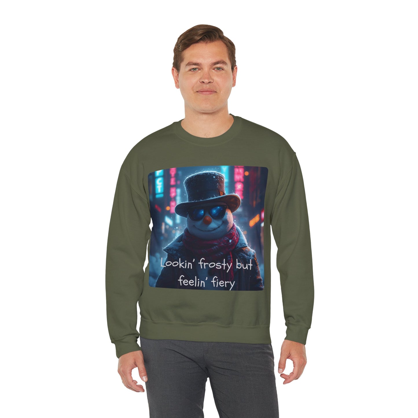 Lookin' Frosty, but Feelin' Fiery Snowman - Christmas Sweatshirt | Holiday | Roly Poly Print