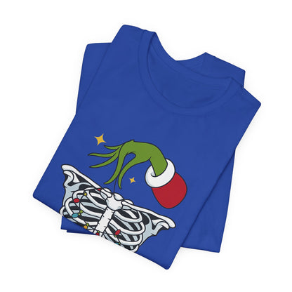 Grinch Holding Your Skeleton Ornaments - Christmas T-Shirt | Holiday | Roly Poly Print