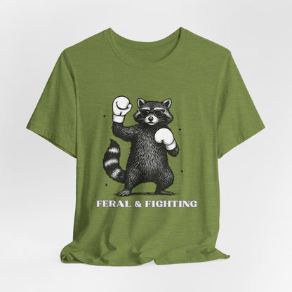 Feral and Fighting Boxing Raccoon - T-Shirt | Funny & Sarcastic | Roly Poly Print