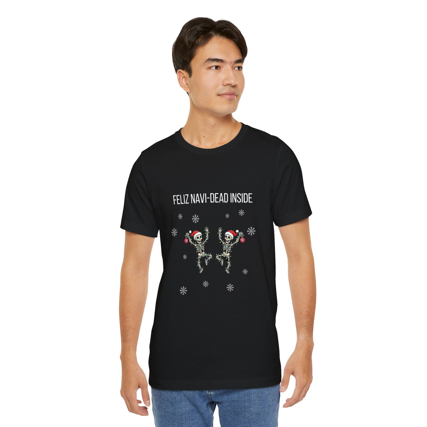 Feliz Navi Dead Inside Dancing Skeletons - Christmas T-Shirt | Holiday | Roly Poly Print