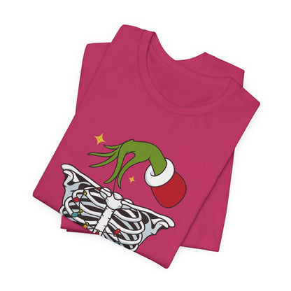Grinch Holding Your Skeleton Ornaments - Christmas T-Shirt | Holiday | Roly Poly Print