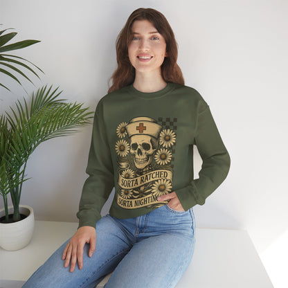 Sorta Ratched Sorta Nightingale with Daisies - Sweatshirt | Nurses and Healthcare | Roly Poly Print