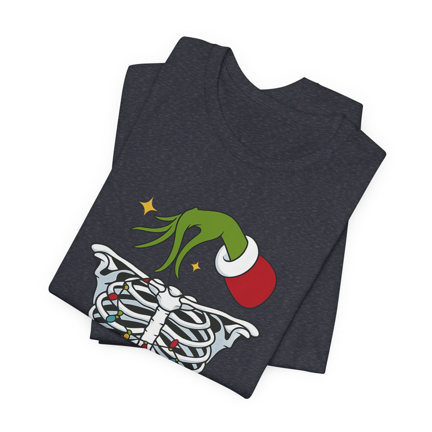 Grinch Holding Your Skeleton Ornaments - Christmas T-Shirt | Holiday | Roly Poly Print
