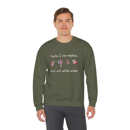 Santa I Can Explain, But Not While Sober Flamingos - Christmas Sweater | Holiday | Roly Poly Print