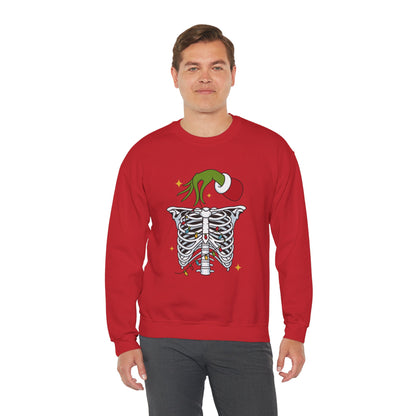 Grinch Holding Your Skeleton Ornaments - Christmas Sweatshirt | Holiday | Roly Poly Print